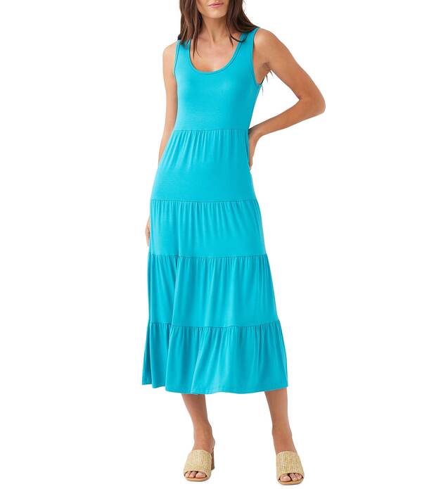 カレンケーン レディース トップス 衣装 ティアード MIDI ノースリーブ Karen Kane Scoop Neck Sleeveless Tiered Midi Dress Teal ティール