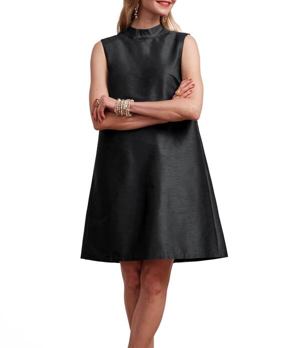 フランセスバレンタイン レディース トップス 衣装 モックネック ノースリーブ FRANCES VALENTINE Diplomat Dupioni Mock Neck Sleeveless Dress Black 黒いこと
