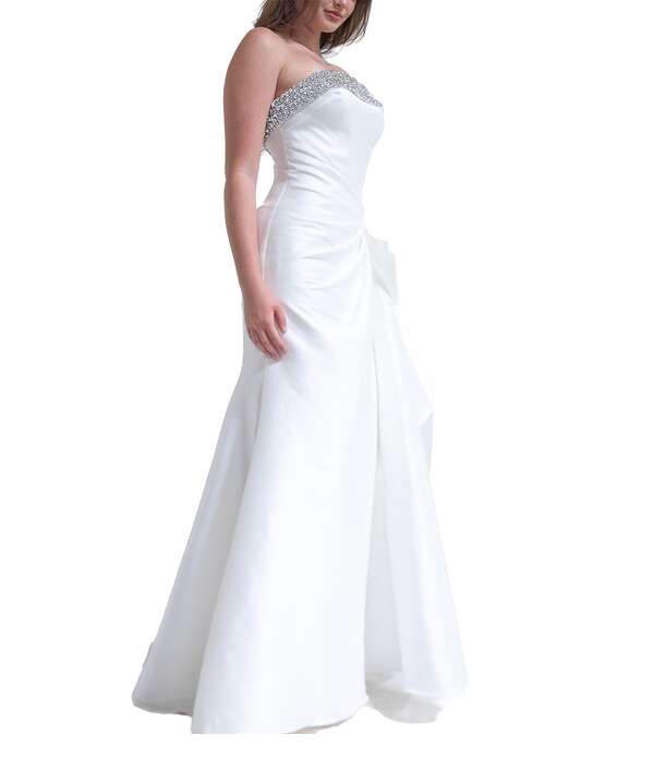 テラニクチュール レディース トップス 衣装 フラウンス ストラップレス Terani Couture Stretch Mikado Embellished Strapless Ruffle Mermaid Gown Ivory 象牙色