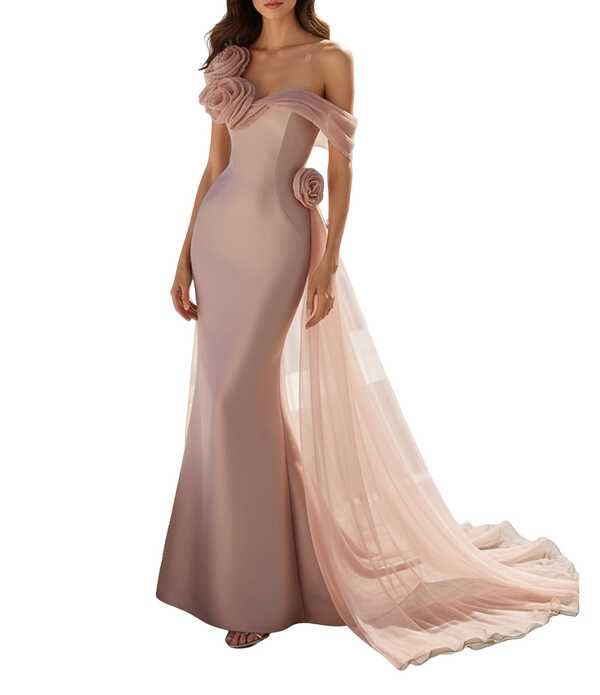 テラニクチュール レディース トップス 衣装 A 生産ライン Terani Couture Mikadorganza 3D Rosette One Shoulder A-Line Gown Mauve