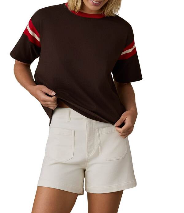 ファレティ レディース トップス プルオーバー 労働者の一団のど首 編み物 プルオーバー Faherty Sport Jersey Knit Crew Neck Short Sleeve Teespresso Varsity