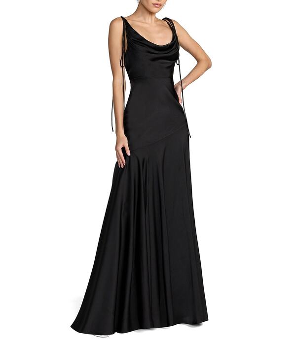 マックダガル レディース トップス 衣装 Mac Duggal Charmeuse Cowl Gown Within Bow Straps Black 黒いこと