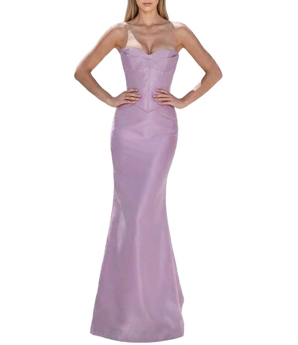 テラニクチュール レディース トップス ワンピーストラップレス Terani Couture Straplessweetheart Neckline Mikado Gown Orchid|ReVida 店