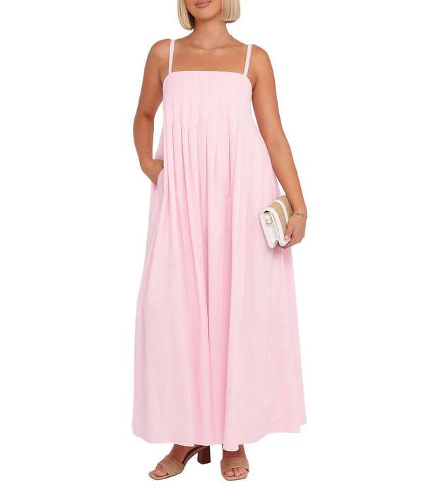 ペタルアンドパップ レディース トップス 衣装 ノースリーブ マキシ Petal \u0026 Pup Conrfu Square Neck Sleeveless Maxi Dress Pink サクラ色