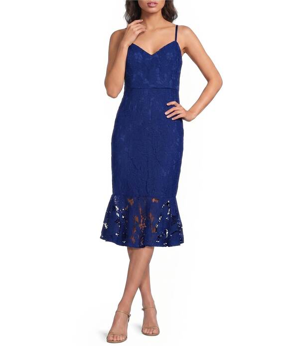 シエナ レディース トップス 衣装 MIDI ノースリーブ スピード競技 SIENA Heavy Lace Sweetheart Neckline Sleevelessheath Midi Dressapphire サファイア
