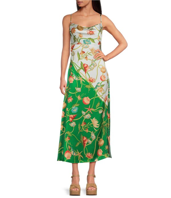 シエナ レディース トップス 衣装 刷り上げる MIDI 繻子 SIENA Printed Satin Slip Midi Dress Multi マルチ色合い