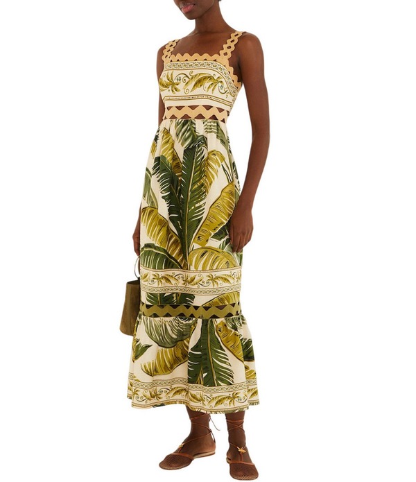 耕園 レディース トップス 衣装 ノースリーブ マキシ FARM Rio Trancoso Sand Square Neck Sleeveless Maxi Dress Trancoso Sand 沙子