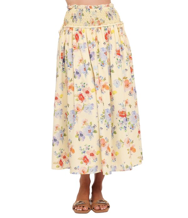 ペタルアンドパップ レディース 下つ方スコート A 生産ライン 御花柄 刷り上げる マキシ 御花 Petal \u0026 Pup Saskia Floral Print High-Rise A-Line Coordinating Maxi Skirt Lemon Floral