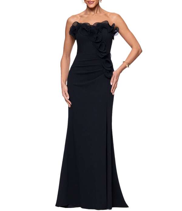 逃げ失せる レディース トップス 衣装 フラウンス裾 プチ フラウンス ストラップレス Xscapetite Size Straplessweetheart Neck Ruffle Hem Long Dress Black 黒いこと