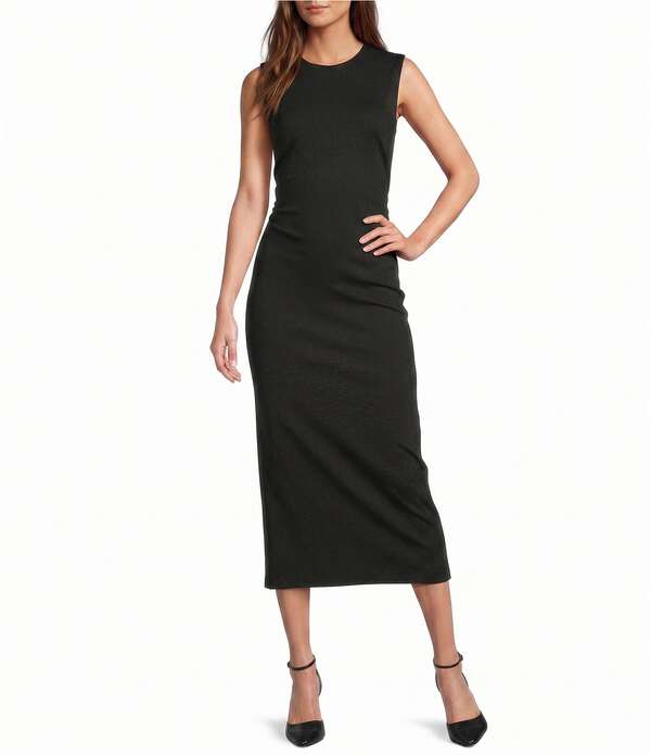 アントニオ メラーニ レディース トップス 衣装 ノースリーブ Antonio Melani Matilda Ponte Jewel Neck Sleeveless Dress Black 黒いこと