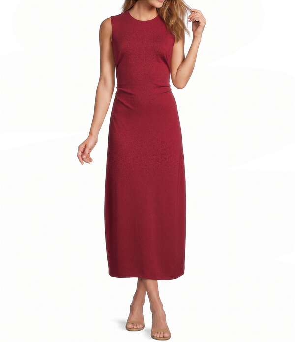 アントニオ メラーニ レディース トップス 衣装 ノースリーブ Antonio Melani Matilda Ponte Jewel Neck Sleeveless Dress Cranberry