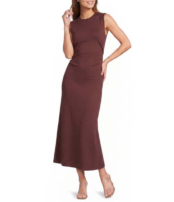 アントニオ メラーニ レディース トップス 衣装 ノースリーブ Antonio Melani Matilda Ponte Jewel Neck Sleeveless Dress Raisin