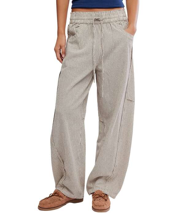 フリーピープル レディース ボトムス 心地よいズボン下 Free People Somethingood Micro Stripe Pull-On Barreleg Pants Ivory Combo 象牙色