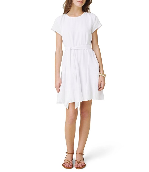 スプレンディット レディース トップス 衣装 ミニ リネン Splendid Lydia Linen Round Neck Short Sleeve Mini Dress White 白いこと