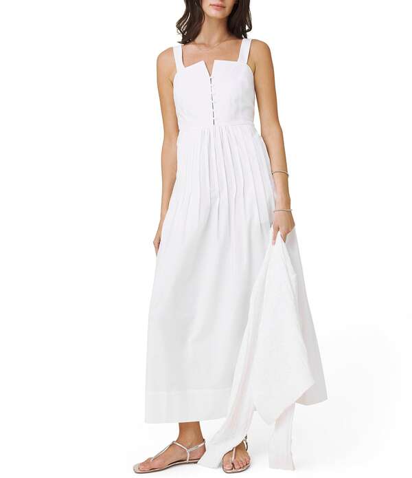 スプレンディット レディース トップス ワンピース ノースリーブ Splendid Maggie Square Neck Sleeveless Pintuck Dress White ホワイト|ReVida 店