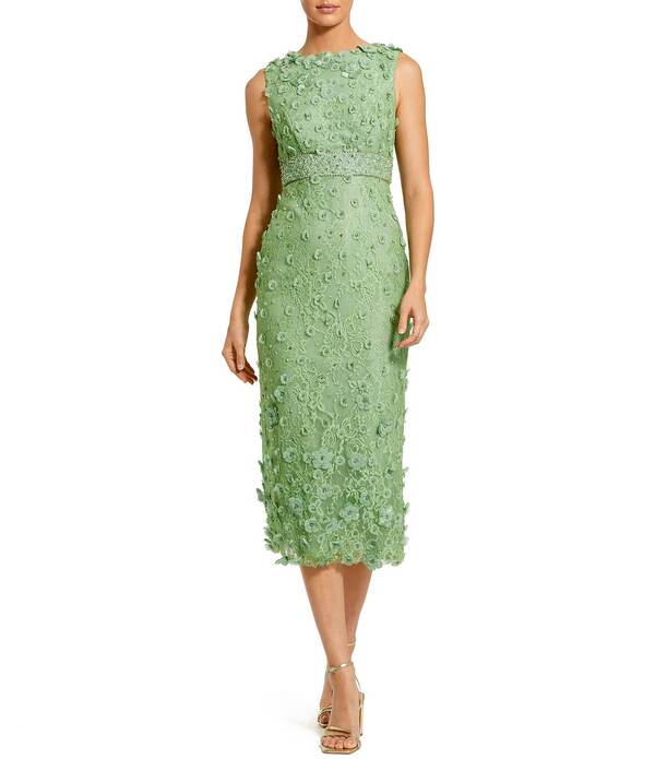 マックダガル レディース トップス 衣装 労働者の一団のど首 御花柄 MIDI ノースリーブ 御花 Mac Duggal Floral Applique Crew Neck Sleeveless Midi Dressage サルヴィア