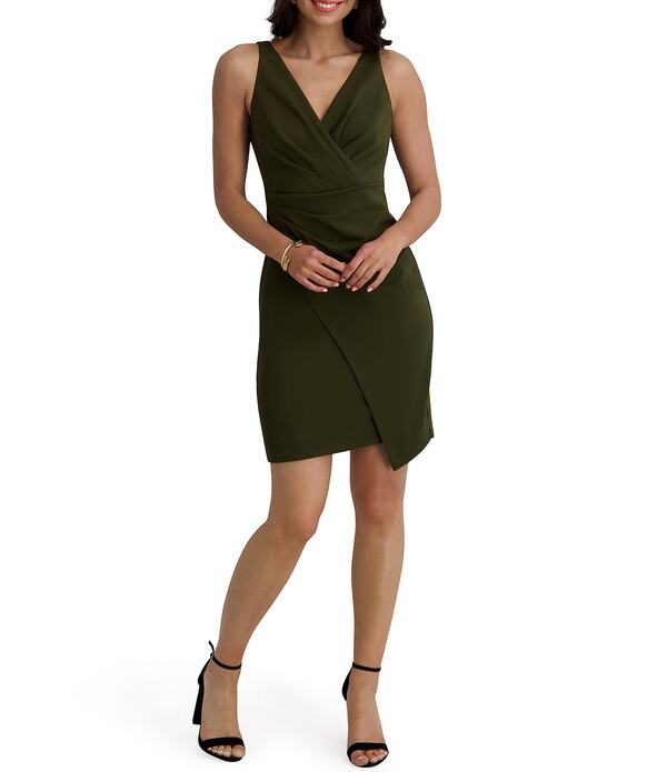 シエナ レディース トップス 衣装 Vのど首 非対称 ノースリーブ SIENA Surplice V-Neck Sleeveless Wrap Asymmetrical Hem Wrap Dress Olive オリーブ