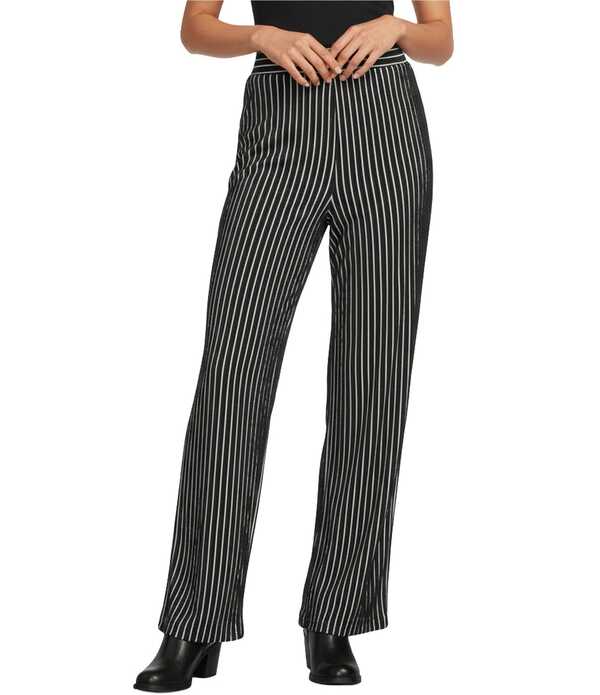 カレッサ レディース ボトムス 心地好いズボン下 ワイドレッグ シャーリング アンクル 編み物 Calessa Textured Knit Stripe Wide Leg Smocked Pull-On Ankle Pants Black/White 白いこと