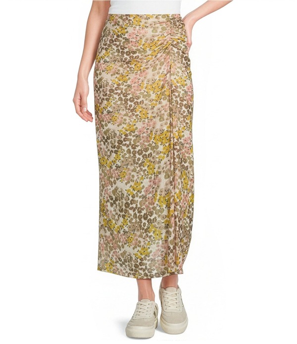 シティブルース レディース ボトムスカート フラワー柄 ギャザー メッシュ フラワー City Blues Floral Ruched Pull-On Mesh Skirt Dijon/Conch|ReVida 店