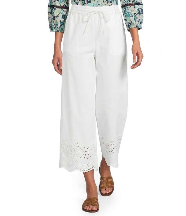 ナーチャー レディース ボトムス カジュアルパンツ ワイドレッグ 刺繍 Nurture High Risembroidered Pull-On Wide Leg Cropants White Sand ホワイト｜ReVida 店