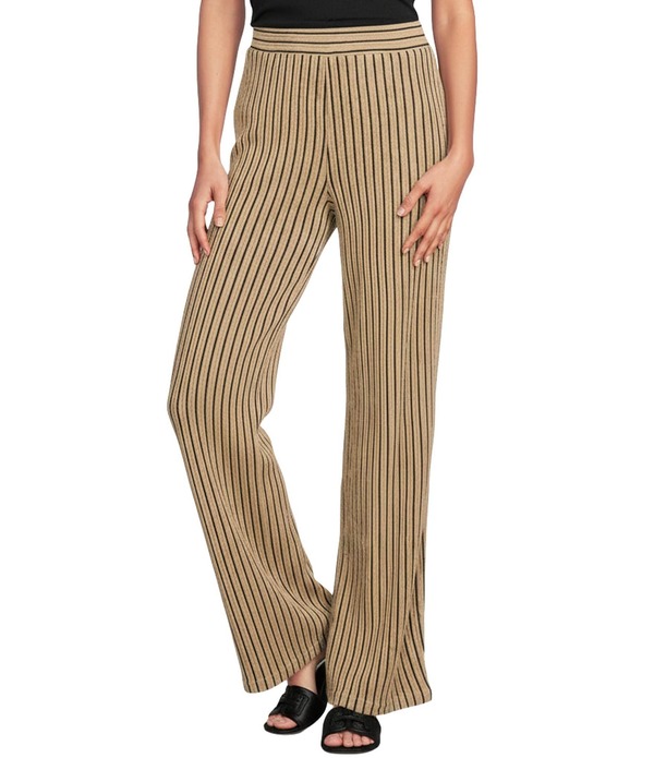カレッサ レディース ボトムス 心地好いズボン下 ワイドレッグ アンクル 編み物 Calessa Coordinating Textured Knit Stripe Wide Leg Pull-On Ankle Pantsand/Black 黒いこと