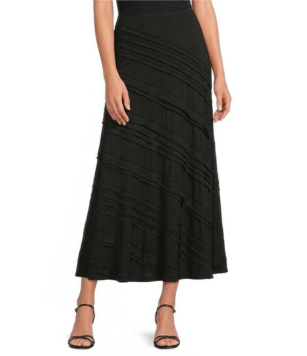 カレッサ レディース 下つ方スコート A 生産ライン MIDI 編み物 Calessa Tape Detail Knit Pull-On A-Line Midi Knit Skirt Black 黒いこと