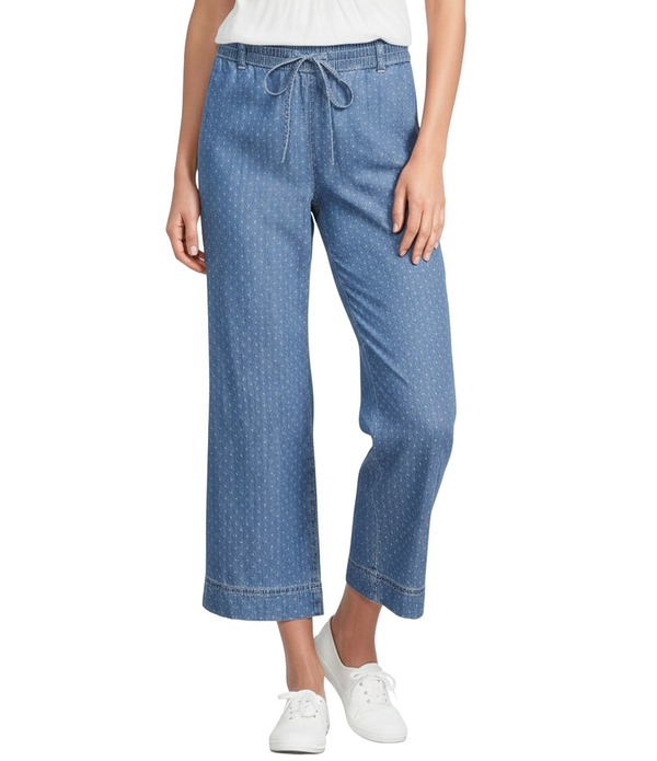 ナーチャー レディース ボトムス 心地好いズボン下 ワイドレッグ Nurture High Jacquardot Rise Pull On Wide Leg Cropants Light Wash