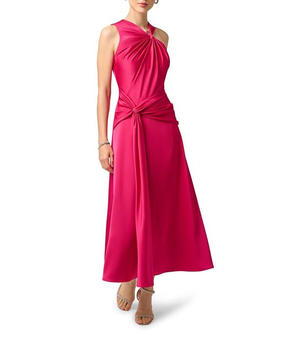 アイダンマットックス レディース トップス 衣装 縮緬 MIDI 繻子 Aidan Mattox Crepe Back Satin Midi Dress Bright Rose