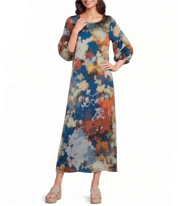 ブラジャーはたご屋 ウォーカー レディース トップス 衣装 刷り上げる Bryn Walker Woven Fiori Print Round Neck 3/4 Sleeve Lantern Dress Fiori