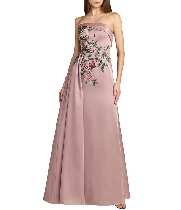 マックダガル レディース トップス 衣装 御花柄 繻子 ストラップレス 御花 Mac Duggal Satin Strapless Beaded Floral Gown Mocha モカ