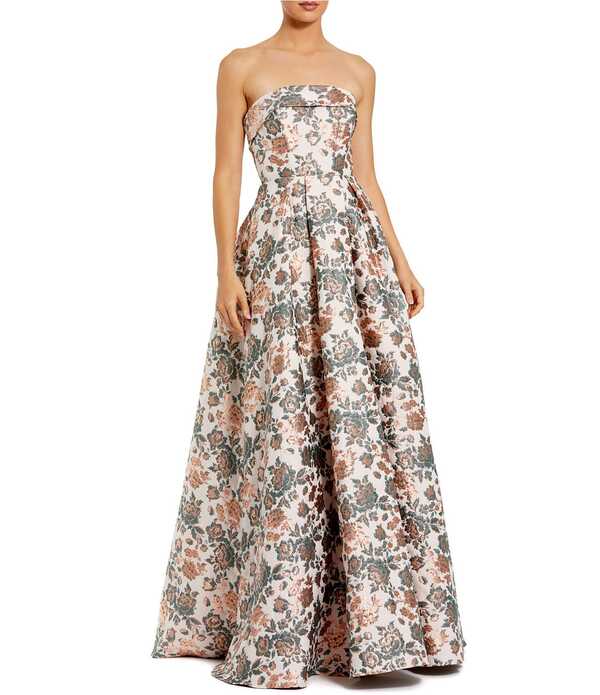 マックダガル レディース トップス 衣装 A 生産ライン ストラップレス Mac Duggal Strapless Brocade A Line Gown Gold Multi ゴールド