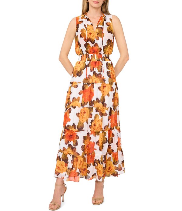 壱洲 レディース トップス 衣装 Vのど首 御花柄 ノースリーブ マキシ 御花 1. STATE V-Neck Floral Sleeveless Maxi Dress Ultra White 白いこと