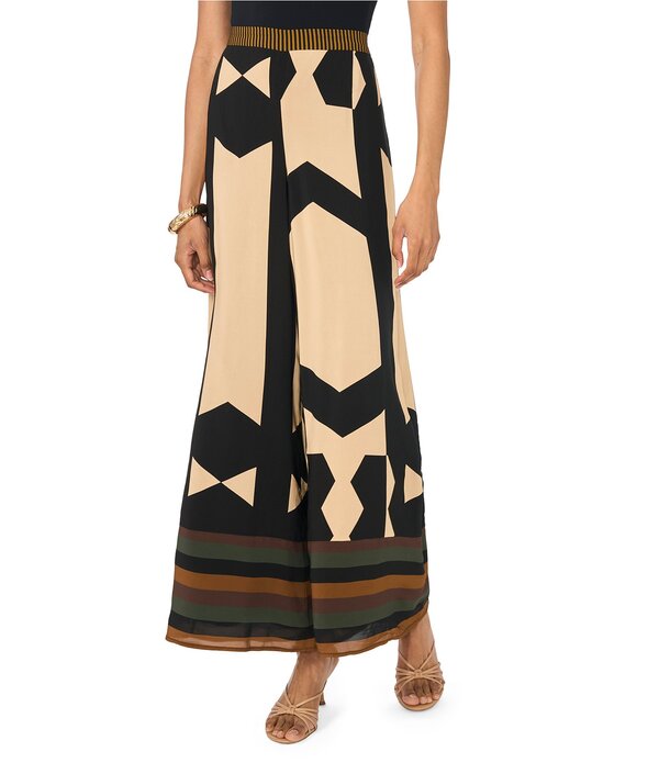 ヴィンスカムート レディース ボトムス 心地よいズボン下 ワイドレッグ 刷り上げる Vince Camuto Wide Leg Printed Coordinating Pants Rich Black 黒いこと