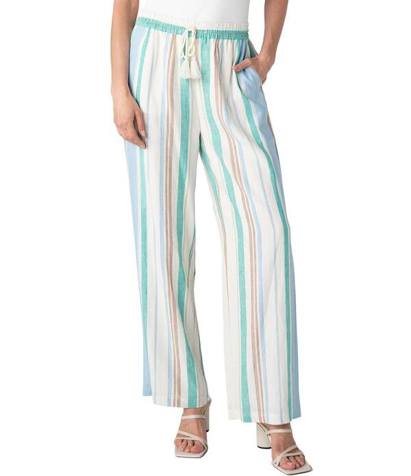 リヴァプール 天使の都市 レディース ボトムス 心地よいズボン下 ワイドレッグ Liverpoolos Angeles Woven Multi Stripe Wide Leg Fullength Pants Creamulti Stripe 皮膚軟化剤