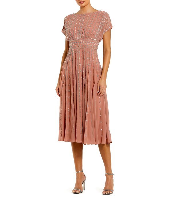 マックダガル レディース トップス ワンピース ジョーゼット ミディ Mac Duggal Beaded Georgette Blouson Midi Dress Cinnamon｜ReVida 店 81,840円