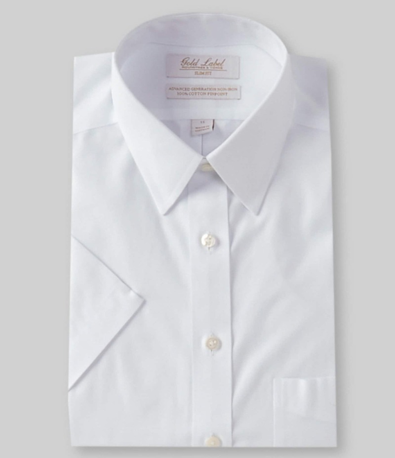 ラウンドトゥリーアンドヨーク メンズ トップス シャツ Gold Label Roundtree & Yorke Slim-Fit Non-Iron Short Sleeve Point Collar Dress Shirt White ホワイト