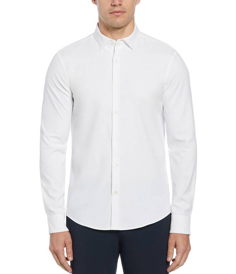 ペリーエリス メンズ トップス シャツ Perry Ellis Slim-Fit Performance Stretch Solid Long Sleeve Woven Shirt Bright White ホワイト