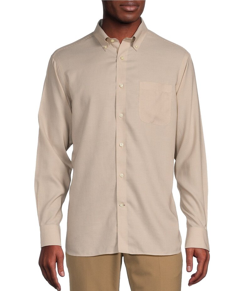ダニエル クレミュ メンズ トップス シャツ Daniel Cremieux Signature Label Non-Iron Micro Stripe Long Sleeve Woven Shirt Tan タン
