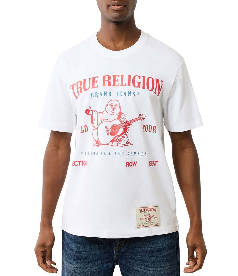 トゥルーレリジョン メンズ トップス シャツ Tシャツ True Religion Buddha Tour Short Sleeve T-Shirt White ホワイト