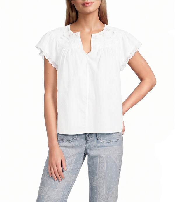 ナーチャー レディース トップス シャツ Vネック Nurture Flutter Sleeve V-Neck Top White ホワイト|ReVida 店