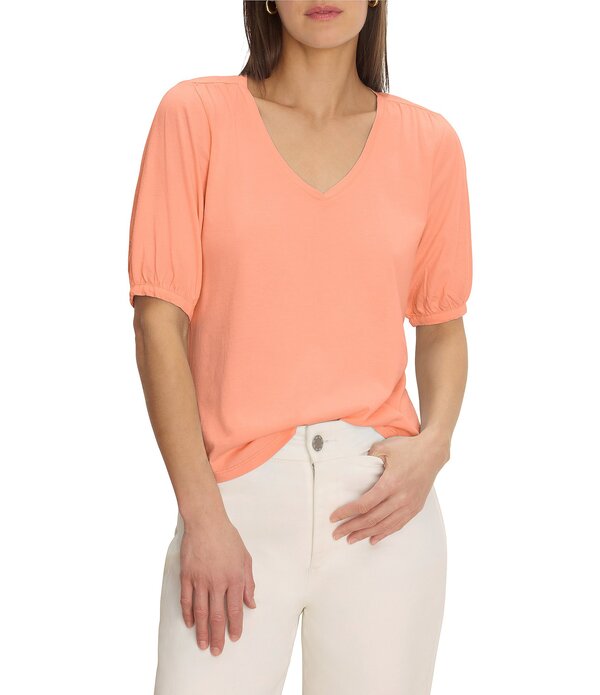 ニックアンドゾー レディース トップス プルオーバー Vのど首 編み物 NIC + ZOE NZT Knit V-Neck Elbow Sleeve Tee Calypso