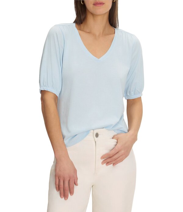 ニックアンドゾー レディース トップス プルオーバー Vのど首 編み物 NIC + ZOE NZT Knit V-Neck Elbow Sleeve Tee Crystal