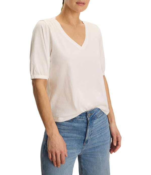 ニックアンドゾー レディース トップス プルオーバー Vのど首 編み物 NIC + ZOE NZT Knit V-Neck Elbow Sleeve Tee Paper White 白いこと
