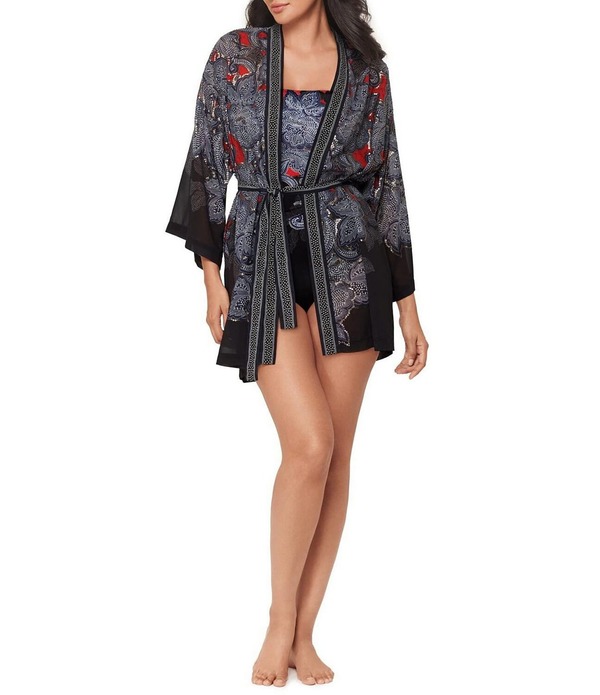 不思議なこと背広 レディース トップス 衣装 ジョーゼット プルオーバー Miraclesuit Steel Magnolias Georgette Belted Kimono Swim Cover-Up Black/Multi 黒いこと