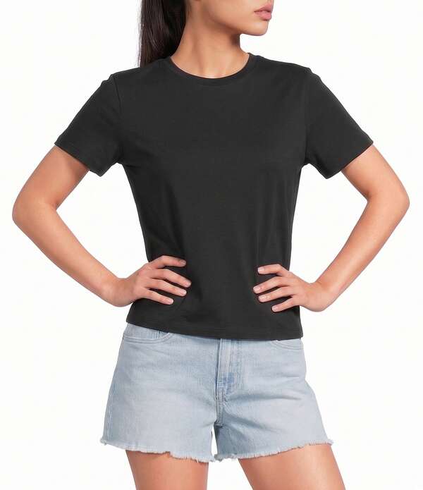 モアモア レディース トップス シャツ クルーネック Moa Short Sleeve Crewneck Tee Black ブラック|ReVida 店