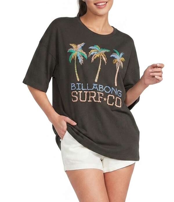 ビラボン レディース トップス シャツ Billabong Found In Paradise Short Sleeve Oversized T-Shirt Off-Black ブラック｜ReVida 店