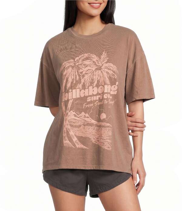 ビラボン レディース トップス シャツ Billabong Sand To Surf Short Sleeve T-Shirt Brown Stone ブラウン｜ReVida 店