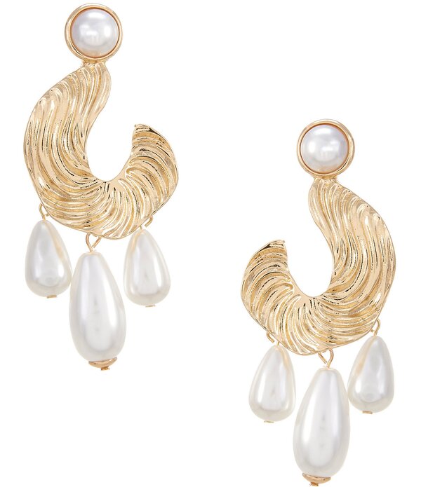 ナターシャ アクセサリー レディース ピアス・イヤリング Natashaccessories C Hoop Drop Earrings Gold/Ivory アイボリー｜ReVida 店