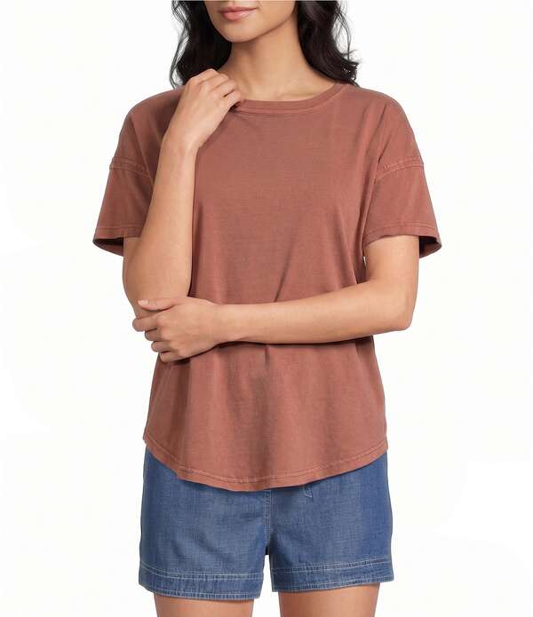 ブルーペッペーブルーペッパー レディース トップス シャツ ニット Blu Pepper Short Sleevexposed Seam Knitop Terracotta テラコッタ|ReVida 店