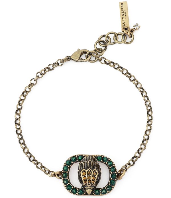 カートジェイガーロンドン レディース アクセサリー ブレスレット・バングル・アンクレット チェルシー Kurt Geiger London Signature Chelseagle Link Line Bracelet Green グリーン|ReVida 店